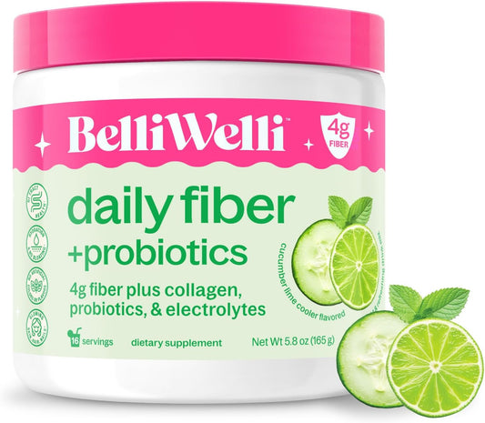 Fiber Supplement for Women & Men – Premium Daily Fiber Powder from Organic Acacia with Added Collagen, Electrolytes & Probiotics – No Bloat, Constipation & Gut Health Support (Cucumber)